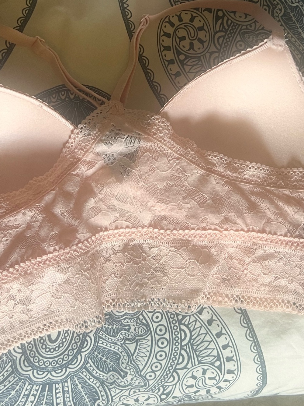 Victoria Secret Light Pink Lace pull-on Longline Bralette EUC - Picture 3 of 4